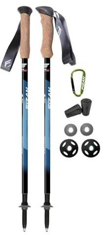 Fizan Compact 3 Trekking Poles – 5.6 oz Ultralight, Backpacking, Thru Hiking Poles, Adjustable, Collapsible, Customized Fit, Cork Grips, Aluminum Walking Sticks (Compact 3 / Cork/Blue)