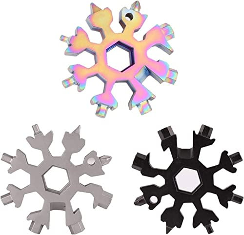 18-in-1 Snowflake Multi Tool,Incredible Tool,Snowflake Multitool Snowflake Wrench Tool Outdoor Multitool Spanner Hex Wrench Hiking camping Gear Bicycle Portable Outdoor Opener Screwdriver (Color : Col