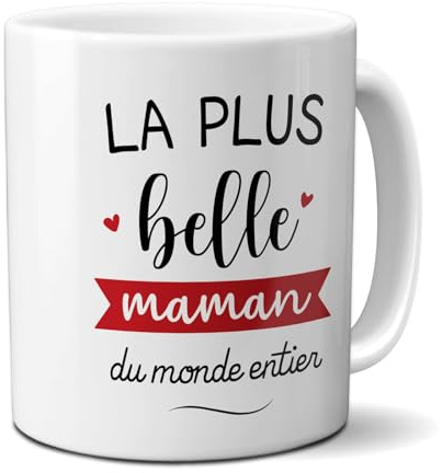DECOHO Tasse en céramique La plus Belle Maman - Cadeau Fête des Mères ou Anniversaire Maman - Tasse cadeau Noël originale