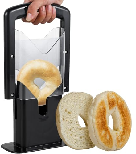 Eummy Bagel Slicer Stainless Steel Bagel Cutter Non-Stick Bread Toast Blade Multipurpose Safety Muffin Slicer for Bagel Toast Muffin Fruit and Vegetable(black)