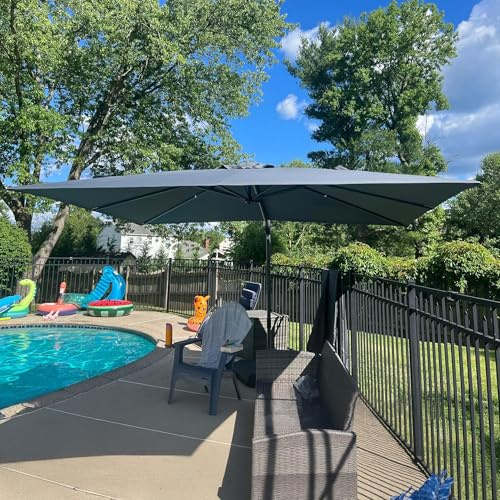 PURPLE LEAF Parasol de Jardin Extérieur 2,7 x 3,5 m Gris clair Anti-UV