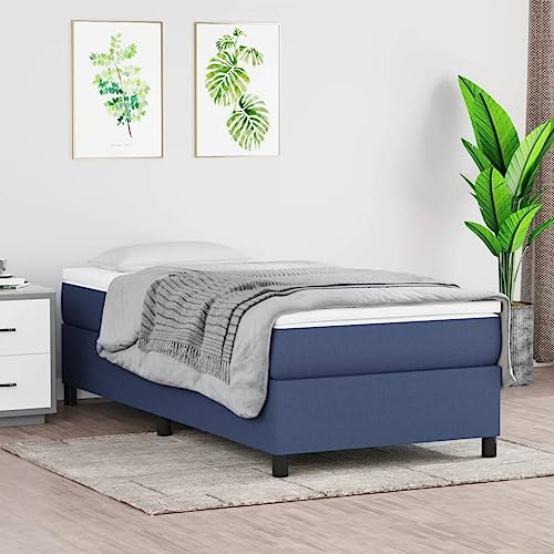 prissent Boxspringbett 90x200 cm Bettrahmen Bett Polsterbett mit Stützbeinen Samt Betten Bett Bettgestell Bed Frames Hohes Bett Beds for Bedrooms Einzelbett Doppelbett Schlafzimmerbett Blau