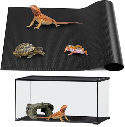 zunzingy Bearded Dragon Tank Accessories, Reptile Mat, Reptile Terrarium Substrate Liner for Leopard Gecko, Lizard, Snake, Tortoise, Iguana Non-Adhesive Reptile Flooring (18x36 Black)
