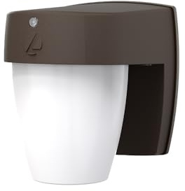 Lithonia Lighting LED Wall Pack Outdoor Light Fixture, Wall Sconce for Doorways and Garages, 3-in-1 Switchable White Light, 3 Diffuser Options, Dusk to Dawn Photocell, 120V, Bronze