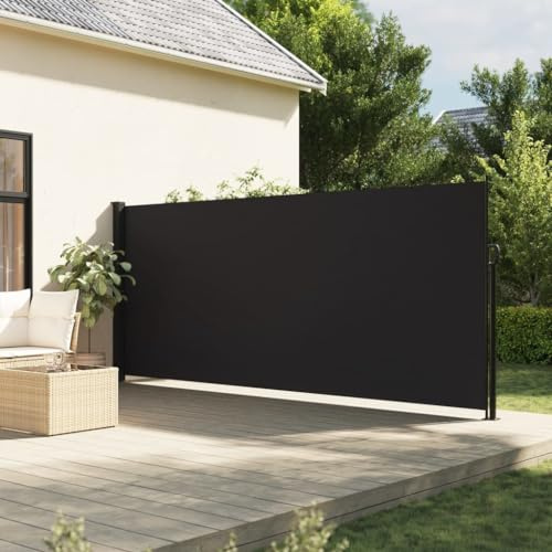 LAPOOH Retractable Side Awning Black 180x500 cm,Retractable Side Awning,Outdoor Privacy Screen for Garden,Sun Shade(SPU:4004444)
