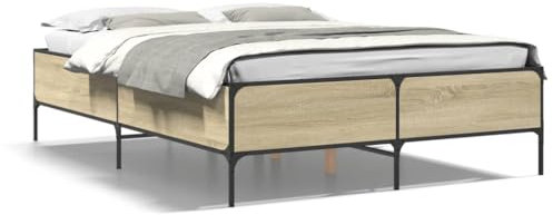 ShGaxin Bettgestell Sonoma-Eiche 120x200 cm Holzwerkstoff und Metall, Bett, Jugendbett, Schlafzimmer Bett, Bed Frame - 3279803