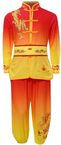 Runhomal Bambini Ragazzi Ragazze Abbigliamento per arti marziali Uniforme Studente Cinese Tradizionale Arti Marziali Abbigliamento e Pantaloni Costumi Spettacolo, rosso, 2-3 anni
