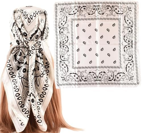 Seidentuch Bandana Damen kopf tuch sommer 90x90cm Square Headscarf For Women,Geeignet für Die TäGliche Freizeit, Arbeit,Urlaub,Reisen und Verschiedene Orte