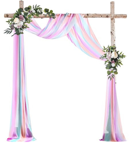 Ghope Cortina de arco de boda, cortina transversal de tul transparente, cortina de fondo de boda, cortina de arco de boda, decoración para fotografía, fiesta, boda, arco, ceremonia