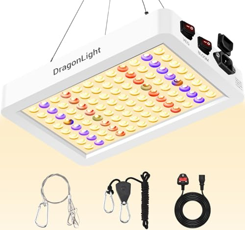 DragonLight 2025 Upgraded BW1000 LED Grow Lights Sunlight Double Chips Full Spectrum with 3-Metre Cable for Greenhouse and Indoor Plant Veg and Flower Growing