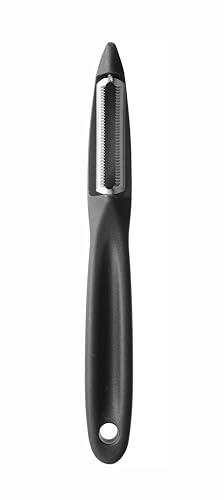 HENDI Pelador universal, hoja dentada de 50mm, para frutas y verduras, pelador de patatas, pelador de cocina, 175x(H)22mm, acero inoxidable, polipropileno, negro