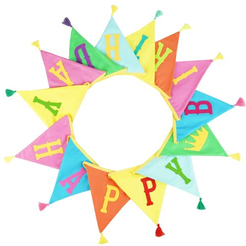 G2PLUS Bandierine Happy Birthday,Ghirlanda Bandierine Stoffa con Nappe Compleanno Striscione Buon Compleanno Bandierine Compleanno per Feste di Compleanno Partito