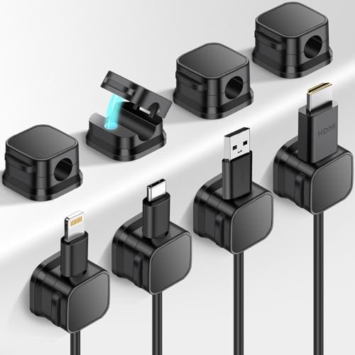 Soodyoow 8 Pack Magnetic Desk Cable Clips Management, Self Adhesive Wire Holder, Strong Adhesive Wire Charger Holder for Nightstand, Kitchen Appliances, Office Supplies