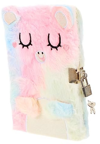 TOYANDONA Plüsch Notizbuch Mit Schloss Fluffy Tagebuch Für Cartoon Katze Design Für Kleine Prinzessinnen Leicht Und Tragbar Für Schule Und Zuhause