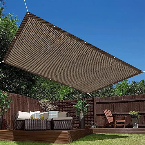 Sonnensegel, atmungsaktiv, Hepe-Stoff, 2,5 x 10 m, UV-Schutz, Zaunabdeckung, mit Ösen und kostenlosen Seilen, Braun, Terrassenüberdachung, Schattensegel