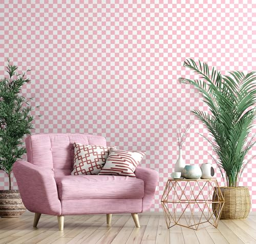 Papier peint autocollant rose et blanc 44x1000 cm motif géométrique pour meubles cuisine salle de bain salon chambre