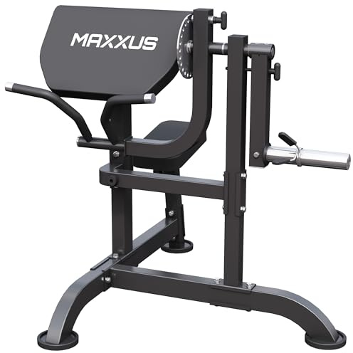 MAXXUS® Curlbank 2in1 Pro bis 220 kg für 30/50-mm-Hantelscheiben | 2-in-1-Scottbank mit verstellbarem Sitz, rutschfesten Füßen und Hantelscheibenhalter bis 100 kg für Bizeps und Trizeps