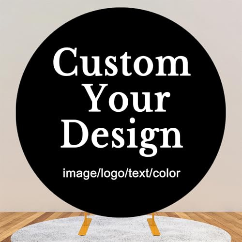 BELECO 200cm Sfondo rotondo personalizzato con immagine, logo e testo, adatto per compleanno, baby shower, matrimonio, decorazioni feste e shooting studio fotografico