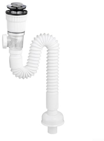 Honseadek Siphon d'évier multifonction avec double design anti-insectes, tuyau flexible pour lavabo de salle de bain, installation facile