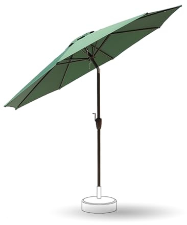 Sombrilla de jardín con Base inclinable y manivela, Tejido de poliéster Impermeable, Parasol UV para Uso Exterior, 8 Varillas estables para Patio, Piscina y Playa
