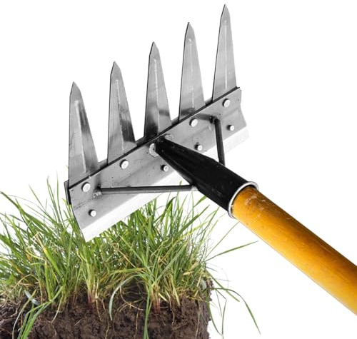 Rastrillo Desherbador | Herramienta de Arranque Doble Cara - Rastrillo Escardador Manual Multifuncional Y Desmontable para Preparar Suelo En Patio Jardín Trasero