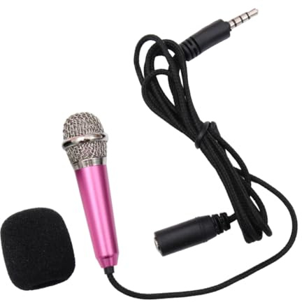 UPKOCH Tragbares Kleiner Mikrofon Rosa für Handy, Pc, K-Song Artefakt | Aluminiumlegierung, Kabel 150cm, mit Earphones, Leicht zu Tragen für Chatting Sowie Laptops Zufällige Farbe