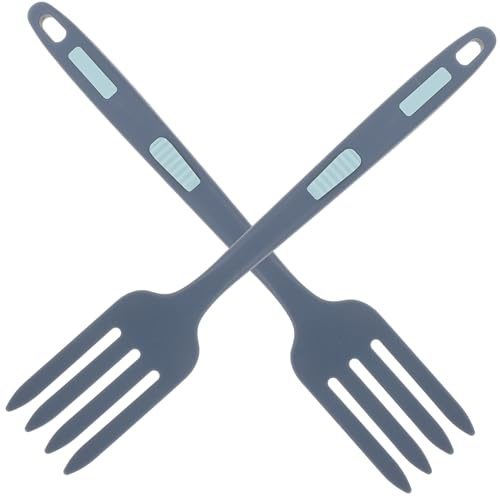 FUNNETOYU 2pcs Multi-Function Silicone Forks for Cooking Pasta Potato Heat-Resistant Nonstick Ergonomic Design Kitchen Tool