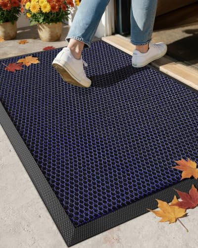 COLOR&GEOMETRY Fußmatte außen 43x76 cm, Blau, Schmutzfangmatte | extrem rutschfeste langlebig Fußabtreter außenbereich, robust Fussmatte Aussen wasserdichte Türmatte für die Haustür