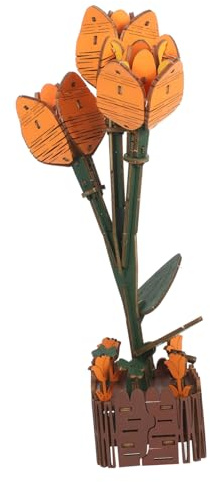 CLISPEED Kit de Création de Fleurs en Bois Puzzle de Tulipes Artificielles à Assembler Soi-même Bouquet de Fleurs Bois pour Loisirs Créatifs