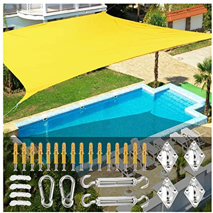 Waterproof Sunshade Sail 2x4x5m - UV Block 98% Rectangle Shade Canopy for Outdoor Patio Pergola Garden & Backyard with Fixing Kit - Sun Protection