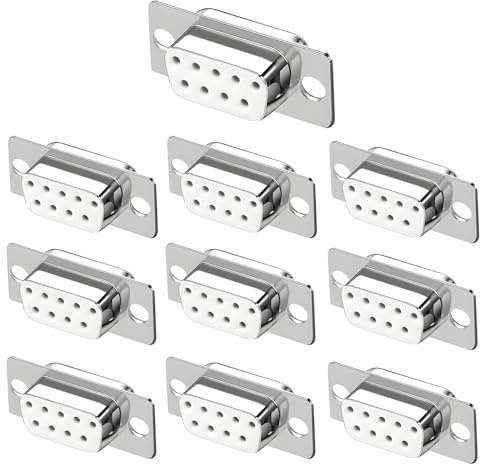 Willwewon 10 connettori per saldatura seriali DB9 femmina RS232 D-sub, giunti dorati a 9 poli