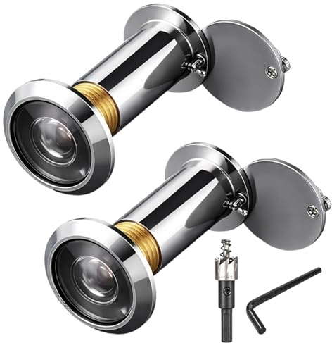 2 Stück Sicherheits Türspion ，Türspion ohne Bohren und Türspion Abdeckung, mit 220° Sichtfeld, Einfache Montage für Holztüren und Metalltüren mit 40-60 mm Türstärke und 16-21 mm Öffnungsdurchmesser