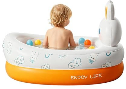 Piccola Piscina per Bambini | Divertente Pieghevole Dinosauro Coniglio - Piscina Estiva Per Bambini E Tana Palline | Da Interno ed Esterno, Bagno, Terrazzo, Balcone, Giardino, Acquatico, Viaggi,