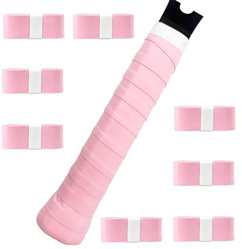 FENGCHUANG 8 stycken greppband tennisracket 110 cm × 2,5 cm mjuk och naturlig konsistens halkfritt självhäftande handlim lämpligt för tennis badminton (ljusrosa)