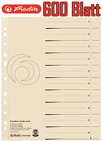 Herlitz 10840205 Trennblatt A4, Manilakarton, 180 g/qm, chamois (6)
