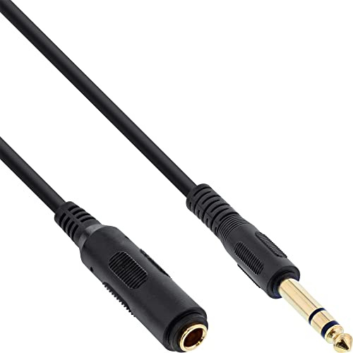 InLine 99972 Kopfhörerverlängerung, 6,3mm Klinke Stecker / Buchse, Stereo, vergoldete Kontakte, 2m