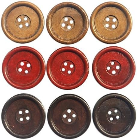 Chenkou Craft Lot de 20 Big Taille 40 mm 1 1/5,1 cm Boutons en bois rond 4 trous coudre Bouton mélange