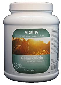 Vitality GelenkAktiv Pellets - Ingwer Pellets ohne Zusätze, Melasse- und Getreidefrei, Gelenkproblemen für Pferde und Hunde (1000 g)