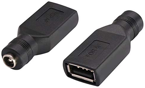 AAOTOKK Adaptateur USB 2.0 A Femelle vers DC 5.5x2.1mm Connecteur Jack Barrel de Charge, 5V (2,5 A Max.) pour Dispositif DC ou USB (2-Pack)
