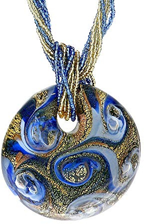 Venetiaurum - Collana Girocollo Multifili per Donna Con Pendente In Vetro Originale Di Murano E Argento 925 - Gioiello Made In Italy Certificato