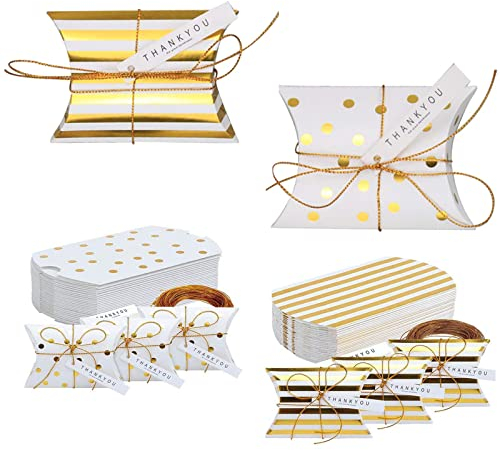 50 Stück Kissen Kleine Geschenkboxen, Papier Pralinenschachtel, Kissen Pralinenschachtel Geschenkbox, für Süßigkeiten, Schmuck, Nuss, Schokolade