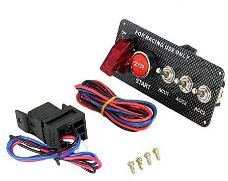 CENPEK Pannello interruttore di accensione DC 12V 5 in 1 Pulsante di avviamento del motore dell'auto LED Toggle per auto da corsa