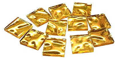 DawnDream Mosaiksteine 50g Multicolors Glasmosaikfliesenspiegel Keramische Mosaikfliesen DIY. Wandfahrzeug Mosaiksteine zum basteln (Color : Golden Ripple 2x2cm)