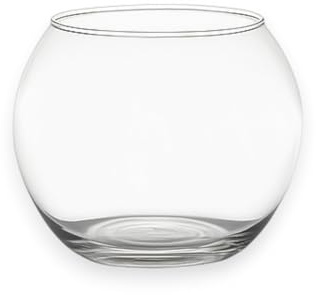 KORAT Vaso Boccia in Vetro Trasparente Design Rotondo Elegante per Fiori, Candele, Piante o Decorazioni Disponibile in 4 Dimensioni (16-20-25-30 cm) Ideale per Casa, Eventi (Ø 16 cm - 13x16x16 cm)