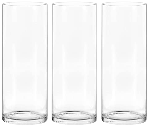 Keketin Zylinderglasvasen, 25,4 cm, transparent, modern, stabil, perfekt für Tafelaufsätze, Hochzeitsgeschenke, 10,2 x 25,4 cm, 3 Stück