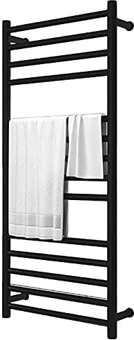 KLZUOPT Heated Towel Rail Heated Towel Warmer, Wall Mounted Electric Towel Warmer With 14 Round Bars Electric Towel Rack, Stainless Steel Heated Towel Rail Radiator,Plug In (Plug In)