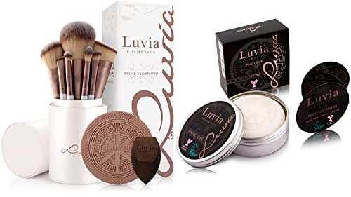 Make-up Pinselset Luvia, Prime Vegan Pro & Luvia Pinselseife Kosmetik - Essential Brush Soap Citro – Zur Kosmetik-Pinsel-Reinigung – Ideale Beauty-Blender Seife – 100g XXL