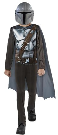 Rubies Disfraz Mandalorian OPP barato en caja para niños y niñas, Jumpsuit, capa y máscara, Oficial Star Wars para Carnaval, Navidad, Cumpleaños, Fiestas y Halloween.