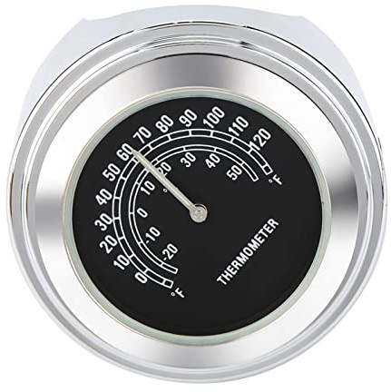 Thermomètre étanche pour Guidon de Moto, Cadran Phosphorescent avec Alliage D'aluminium, Résnt à la et aux Chocs pour Guidon Droit (Noir)