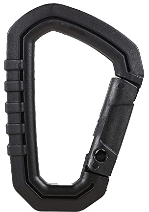 AMZLORD Karabiner mit Taste (1 Stück), Schlüsselanhänger Karabiner, Karabinerhaken POM, Schlüssel Karabiner für Arbeit, Feuerwehr, Fitness, Camping, Rucksack, Reisen und Alltag - Schwarz